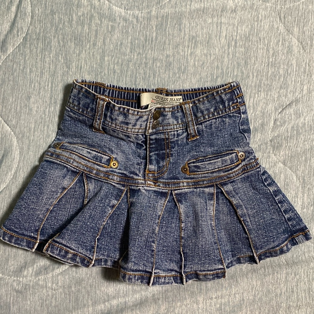 Guess Girl Pleated Denim Skort Jeans Mini Skirt Shorts Size 3 T